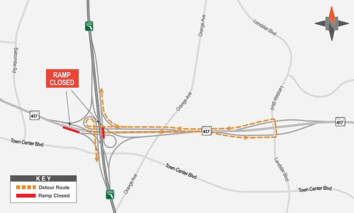 How to get from 417 to Florida's Turnpike Wednesday and Thursday night, courtesy of CFX.