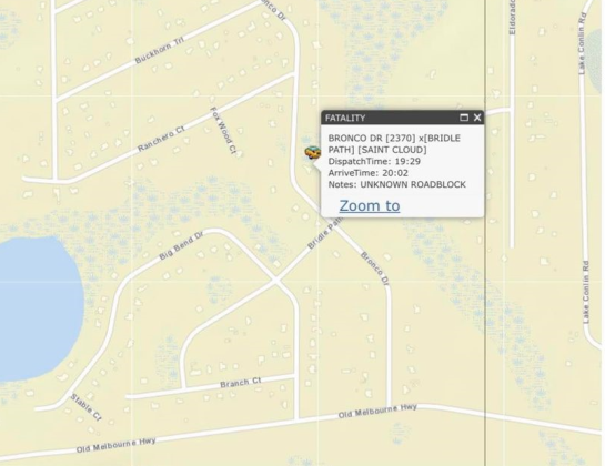 The single-vehicle crash occurred on Bronco Drive on the curves near Bridle Path.