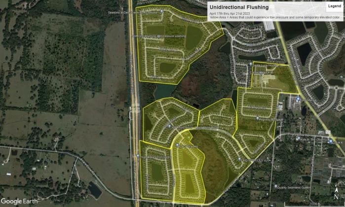 This week's Toho Water Authority line flushing operations will occur in areas east of Florida's Turnpike, north of Friar's Cove Road and west of Canoe Creek Road.