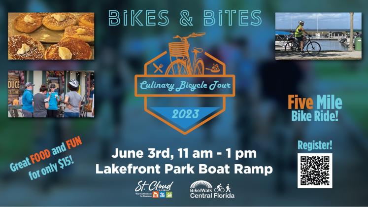 The popular culinary bike tour Bikes & Bites through St. Cloud is scheduled for Saturday. GRAPHIC/CITY OF ST. CLOUD