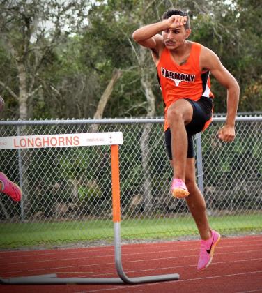 Harmony hurdler Alex Tuyo placed at the FHSAA Class 4A state track meet. PHOTO/KATIE WILLIAMS