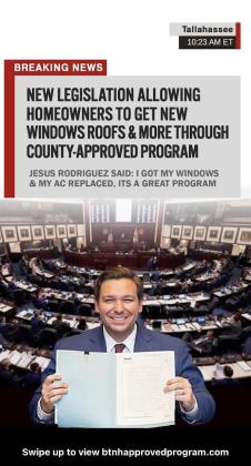 Ads like this, using the governor’s picture, have been appearing on social media touting programs for new windows and doors that do not exist. PHOTO/OSCEOLA COUNCIL ON AGING
