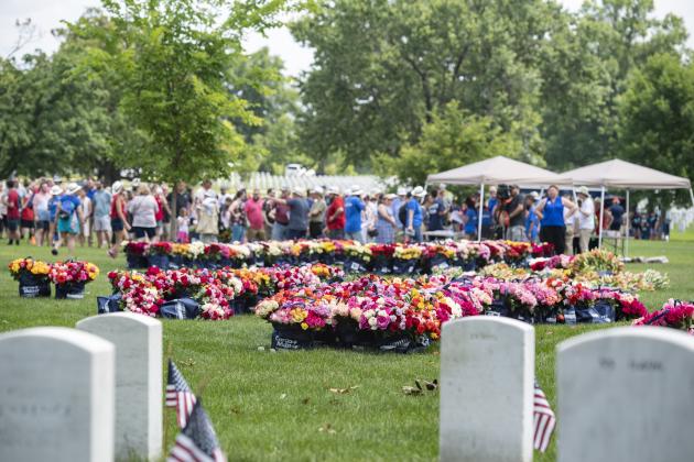 The Foundation has secured about 80,000 flowers for its tribute at Arlington National Cemetery this year,  far short of the 310,000 stems needed to honor every gravesite.  PHOTO/MEMORIAL DAY FLOWERS FOUNDATION