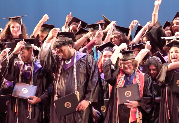 Newly-minted Class of 2023 graduates of Osceola County School for the Arts move their tassles from right to left, to make it official. PHOTO/OSCEOLA COUNTY SCHOOL DISTRICT