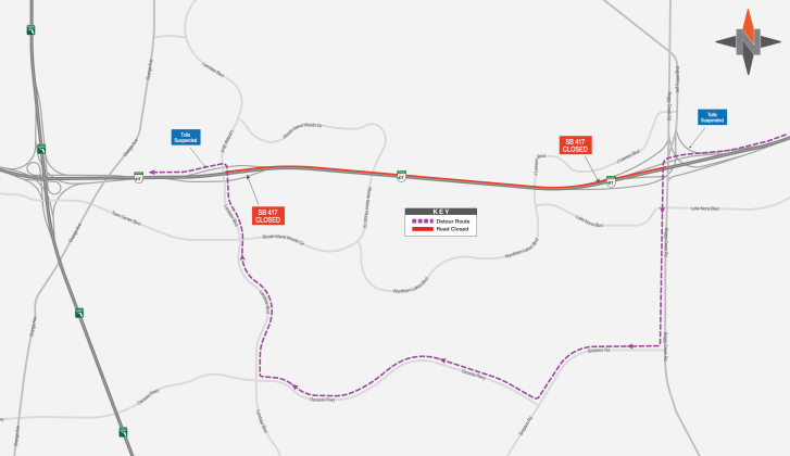 Using 417 Southbound tonight? It will close at Boggy Creek Road, here's the detour details. GRAPHIC/CFX
