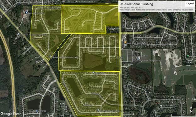 This week's Toho Water Authority line flushing efforts to improve water pressure and clarity will be focused in an area between Canoe Creek and Old Canoe Creek Road and south of Settlers Trail in St. Cloud.