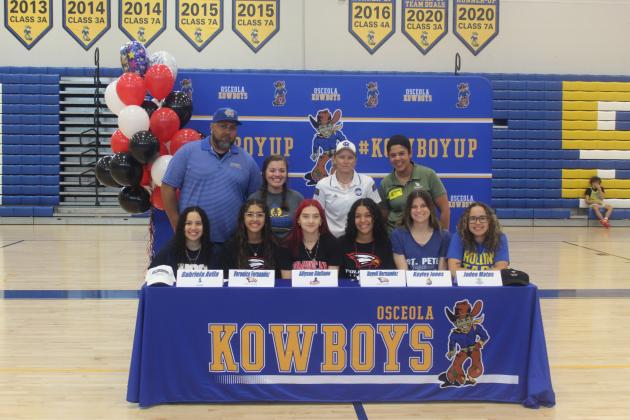 Seven members of the Osceola High softball team signed college scholarships this year. PHOTO/KEN JACKSON