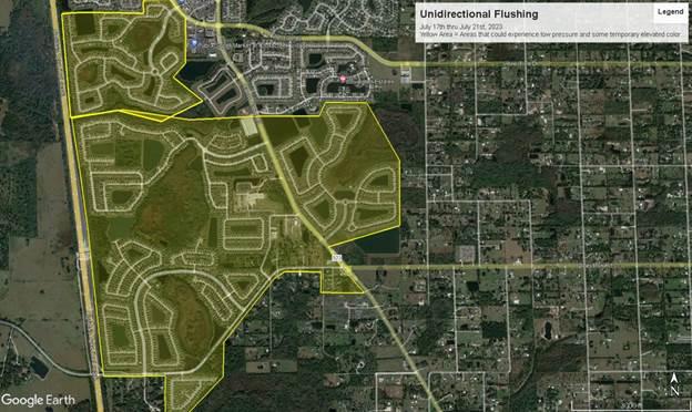 Toho Water Authority water line flushing operations are expected this week between the Turnpike and Canoe Creek Road and Old Canoe Creek and Deer Run/Friars Cove. GRAPHIC/TOHO WATER AUTHORITY