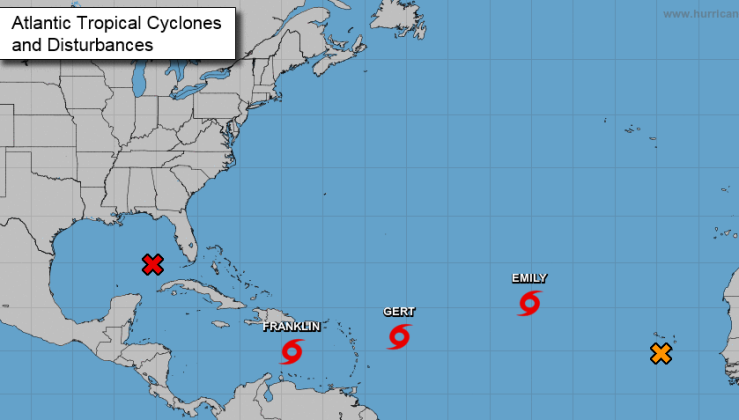 The five systems being watched as of early Monday morning. GRAPHIC/NHC