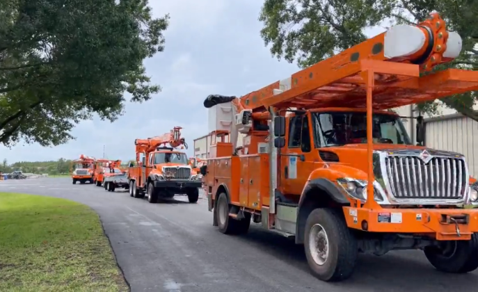 12 Kissimmee Utility Authority linemen headed out to the Panhandle to assist with power restoration efforts there in the wake of Hurricane Idalia. PHOTO/KUA