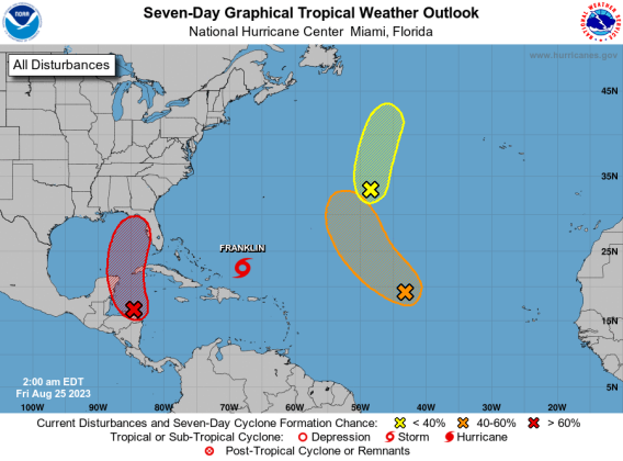 A tropical wave that is still forming has a 70 percent chance of becoming a tropical depression -- at least -- as it approaches Florida next week. GRAPHIC/NHC