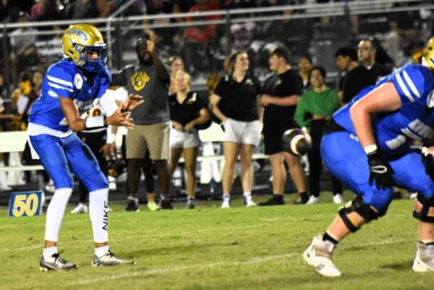 Osceola quarterback Caden West connected on all nine of his passes Friday and threw for five touchdowns in the 56-0 rout of Celebration. PHOTO/KATIE WILLIAMS