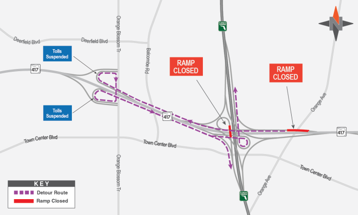 If you're going to be using northbound State Road 417 or Florida's Turnpike to head into Orange County in the coming overnights, heed planned road closures planned for some bridge work. MAP/CFX