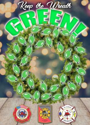 Fire stations will display a wreath with — hopefully all — green lights during the annual Keep the Wreath Green to promote holiday fire safety. FILE PHOTO
