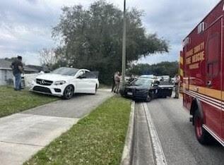 A Florida Highway Patrol pursuit of a vehicle that started near Old Canoe Creek Road and Kissimmee Park Road ended with a crash and the capture of some 15,000 fentanyl pills disguised to look like OxyContin. PHOTO/FLORIDA HIGHWAY PATROL