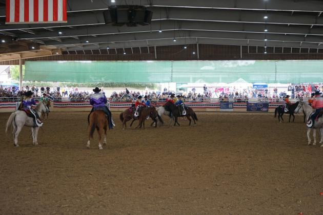 The Quadrille team showed off their skills during Equestfest, a horsemanship show that’s part of the Tournament of Roses festivities.  PHOTO/SILVER SPURS QUADRILLE