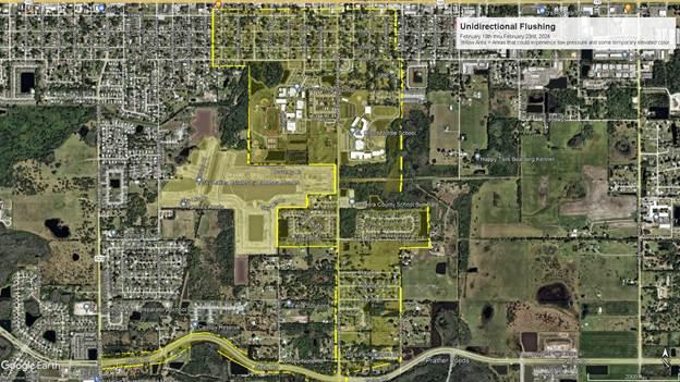 Areas near Michigan Avenue, from Nolte Road to north of 13th Street, are getting this week's Toho Water Authority line flushing operations.