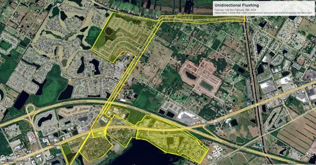 This week's Toho Water Authority line flushing operations are slated for areas east of Partin Settlement Road and south of U.S. Highway 192 and the Turnpike, areas along Partin Settlement north of 192 and neighborhoods around the meeting of Partin Settlement and Lakeshore Boulevard.  MAP/TOHO WATER