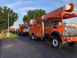 Kissimmee Utility Authority trucks roll out on a regular basis to help with post-disaster restoration efforts, like this rollout to Louisiana for 2021’s Hurricane Ida, and last year’s Big Bend trip for Hurricane Idalia. PHOTO/KUA