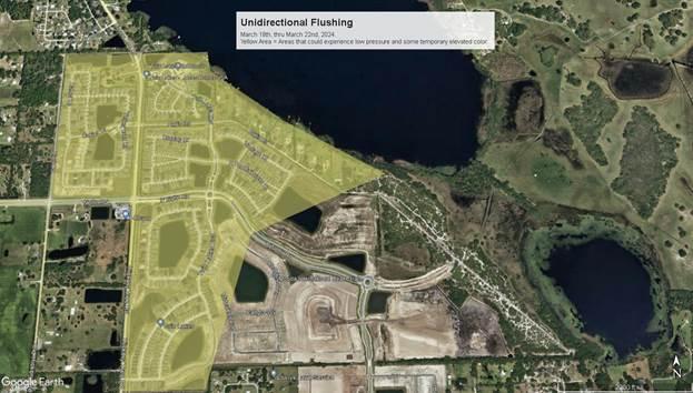 Toho Water Authority's line flushing operations for clarity this week will again be in the area of the intersection of Nolte Road and Hickory Tree Road.