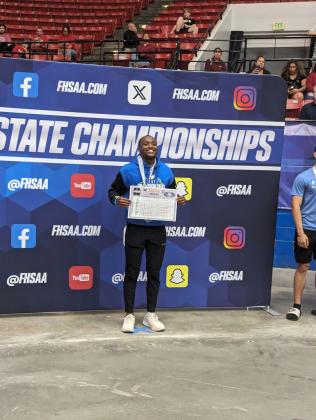 Liberty’s Kevin Hill won the Class 2A State Title in the 169-pound class to become the first individual state champion in that school’s history. PHOTO/LIBERTY HIGH SCHOOL