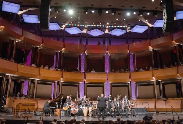 Directed by Jason Anderson, the Osceola County School for the Arts’ band from Kissimmee performs Saturday at the Lincoln Center’s Rose Theater in the Essentially Ellington High School Jazz Band Competition and Festival.  PHOTO/Gilberto Tadday, Jazz at Lincoln Center