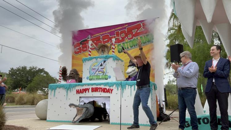 Gatorland CEO Mark McHugh kicked off the park's 75th birthday weekend with a Friday media bash. PHOTO/EXPERIENCE KISSIMMEE