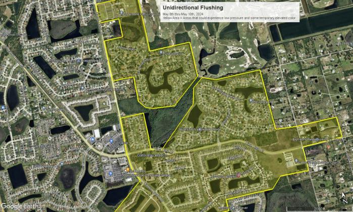 Areas near Canoe Creek Road and Pine Tree Road will see this week's Toho Water Authority line flushing operations. PHOTO/TOHO WATER