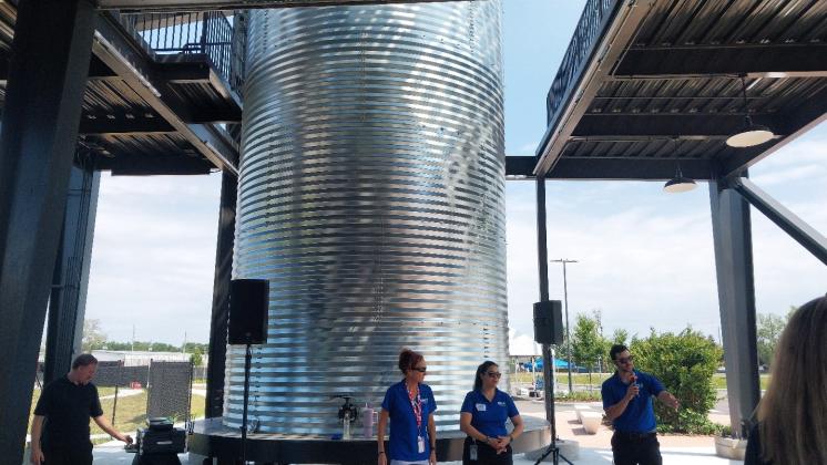 OUC’s new St. Cloud Operations and Maintenance Center features a 20,000-gallon capacity storage unit for rainwater that can be recycled for irrigation. PHOTO/EMELY ALBELO