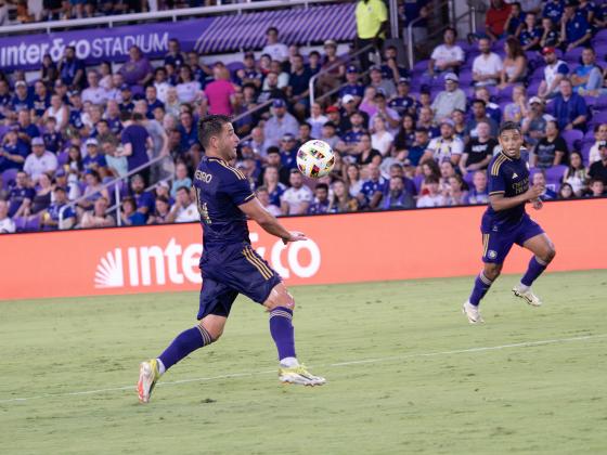 Nick Lodeiro corrals the ball in Saturday night's 2-0 loss to the Columbus Crew at Inter&amp;Co Stadium. PHOTO/MARIO CASAMALHUAPA