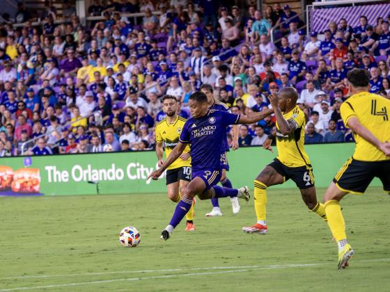 Luis Muriel fires off a shot in Saturday night's 2-0 loss to the Columbus Crew at Inter&amp;Co Stadium.PHOTO/MARIO CASAMALHUAPA