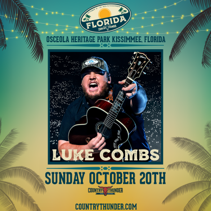 Country megastar Luke Combs most recently cut the smash cover of Tracy Chapman’s “Fast Car” — then performed it with her at this year’s Grammy Awards — was announced this week as the Sunday headliner for Country Thunder Florida. GRAPHIC/COUNTRY THUNDER