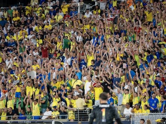 The crowd was nearly 50-50 supporting USA and Brazil at Camping World Stadium Wednesday. PHOTO/MARIO CASAMALHUAPA