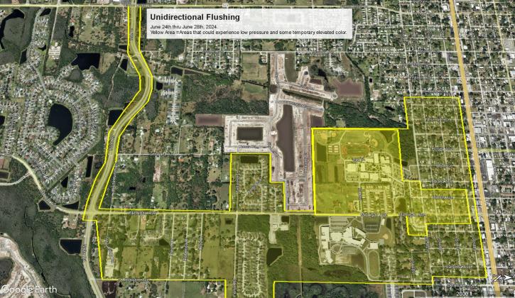 Toho Water Authority will flush lines this week serving areas near St. Cloud Middle and High School. MAP/TOHO WATER