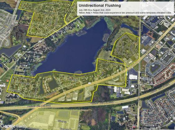 The area for this week's Toho Water line flushing operations include includes Kings Crest and Henry Partin Road, and areas along 192 between Partin Settlement Road and Florida's Turnpike. MAP/TOHO WATER