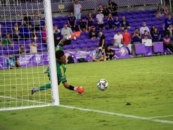 In the end it was Orlando City goalie Pedro Gallese's penalty kick shootout stop that provided the winning margin against Atlético de San Luis Sunday night. PHOTO/MARIO CASAMALHUAPA