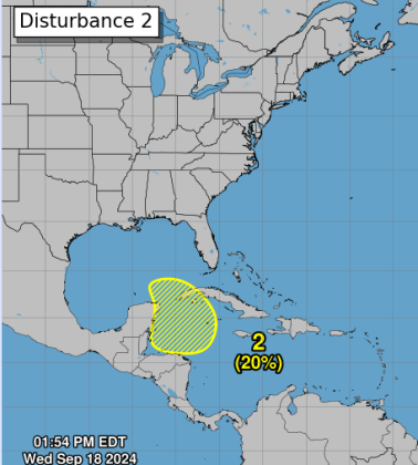 The National Hurricane Center is monitoring this part of the western Caribbean for potential development that could eventually affect Florida. GRAPHIC/NHC