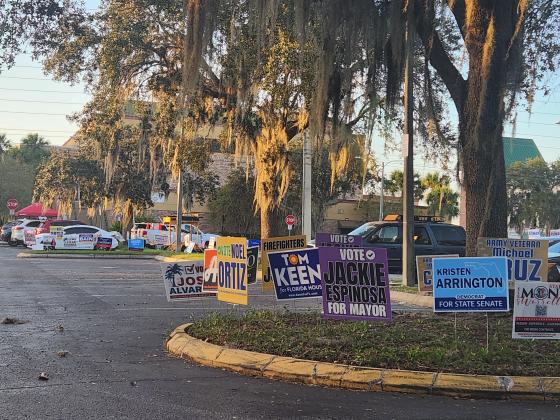 In comparison, city-owned Kissimmee Civic Center allows campaigns signs beyond 150 feet from the door for early voting.  PHOTO/KEN JACKSON