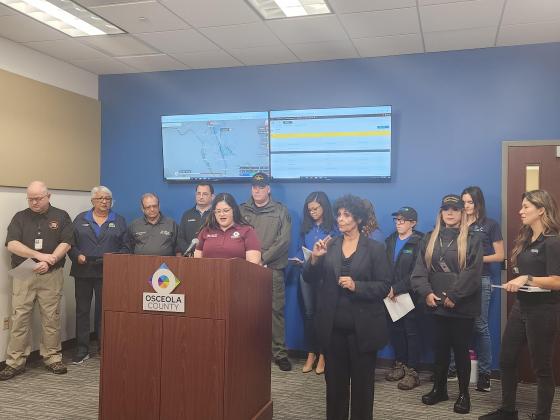 County leaders spoke of the recovery efforts -- which will largely be completed by Friday morning -- at a post-Hurricane Milton press conference Thursday. PHOTO/KEN JACKSON