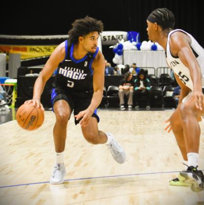Ethan Thompson scored 12 points Friday in his Osceola Magic debut, a 128-117 loss to the Austin Spurs. PHOTO/KATIE WILLIAMS