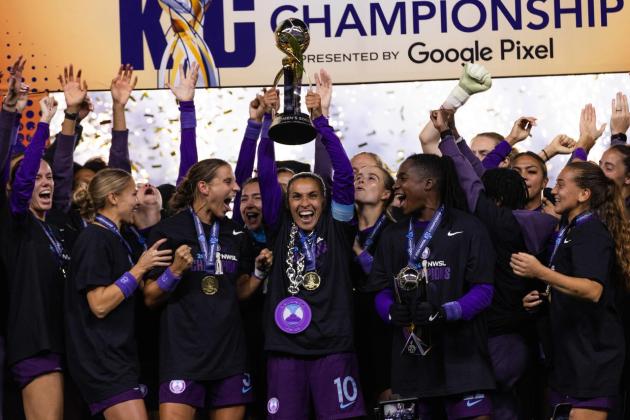 Marta holds the 2024 trophy and wins home a championship to Orlando and Central Florida. Photos Courtesy of Orlando Pride/Mark Thor