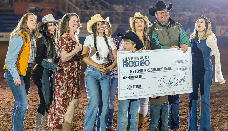 The Silver Spurs Riding Club made four $10,000 charitable donations during the 154th Silver Spurs Rodeo. PHOTO/TAYLOR MCFEE