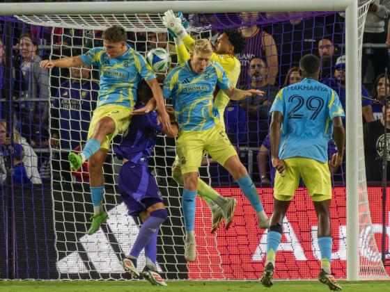 Orlando City goalie Pedro Gallese was challenged early and often by the Philadelphia Union Saturday, leading to four visitor goals. PHOTO/MARIO CASAMALHUAPA
