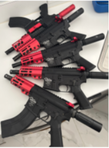 The FBA and ATF recovered five AR-style pistols with sequential and identical serial numbers at Jose Maldonado’s Kissimmee residence. PHOTO/MIDDLE DISTRICT OF FLORIDA
