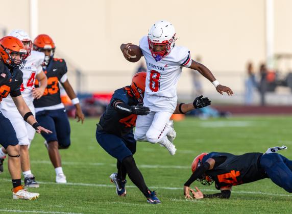 Tohopekaliga and Poinciana went at it last week at their un-scored, controlled-scrimmage spring game on the Tigers' new football field. (Photo/Taylor McFee)
