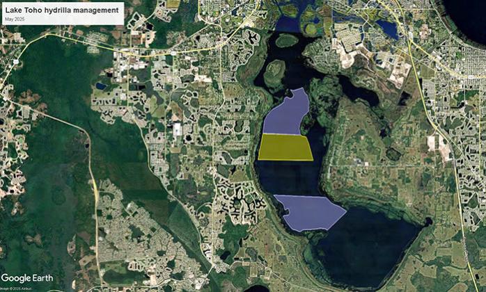 The week of May 5, FWC will conduct aquatic plant control on Lake Tohopekaliga in Osceola County. PHOTO/FWC