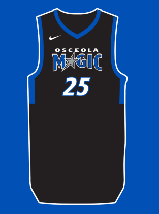 The new-logo Osceola Magic logo and uniforms for the 2025-26 season. (Photos/Osceola Magic)