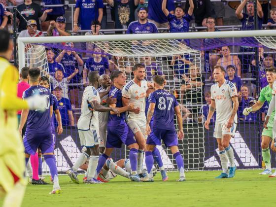 Marco Pasalic does not back down from Matt Miazga Saturday. (Photos by Mario Casamalhuapa)