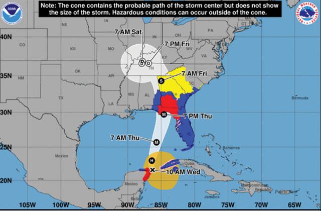 The National Hurricane Center will continue to highlight inland tropical storm and hurricane warnings through a product that debuted last year. (Graphic/National Hurricane Center)