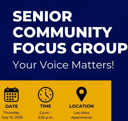 County Commissioner Brandon Arrington invites seniors 55 and up to Senior Community Focus Group on Thursday ... share your thoughts, concerns and ideas on how to better support senior citizens.
